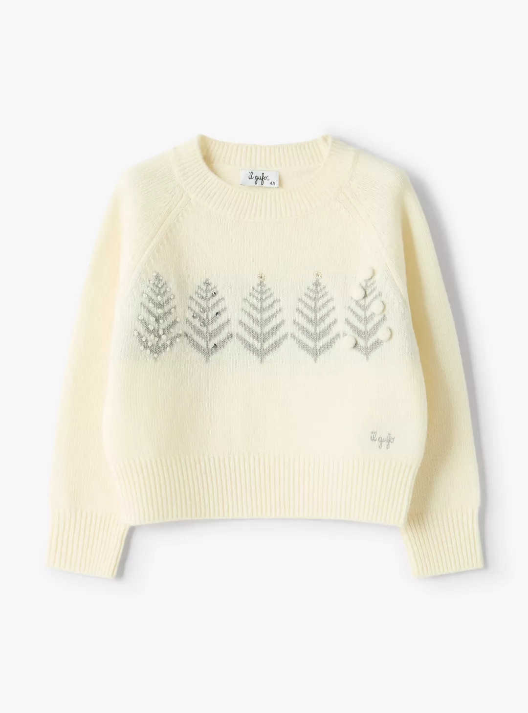 Pull en laine junior, avec broderie et strass