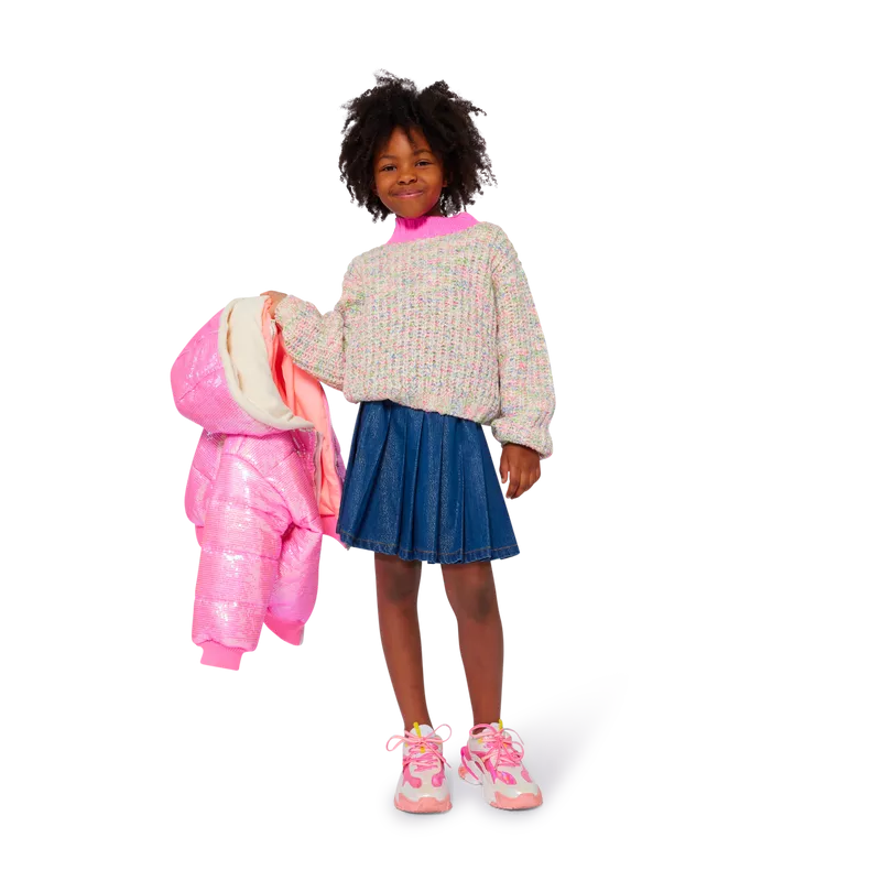 Jupe denim plissée, BillieBlush