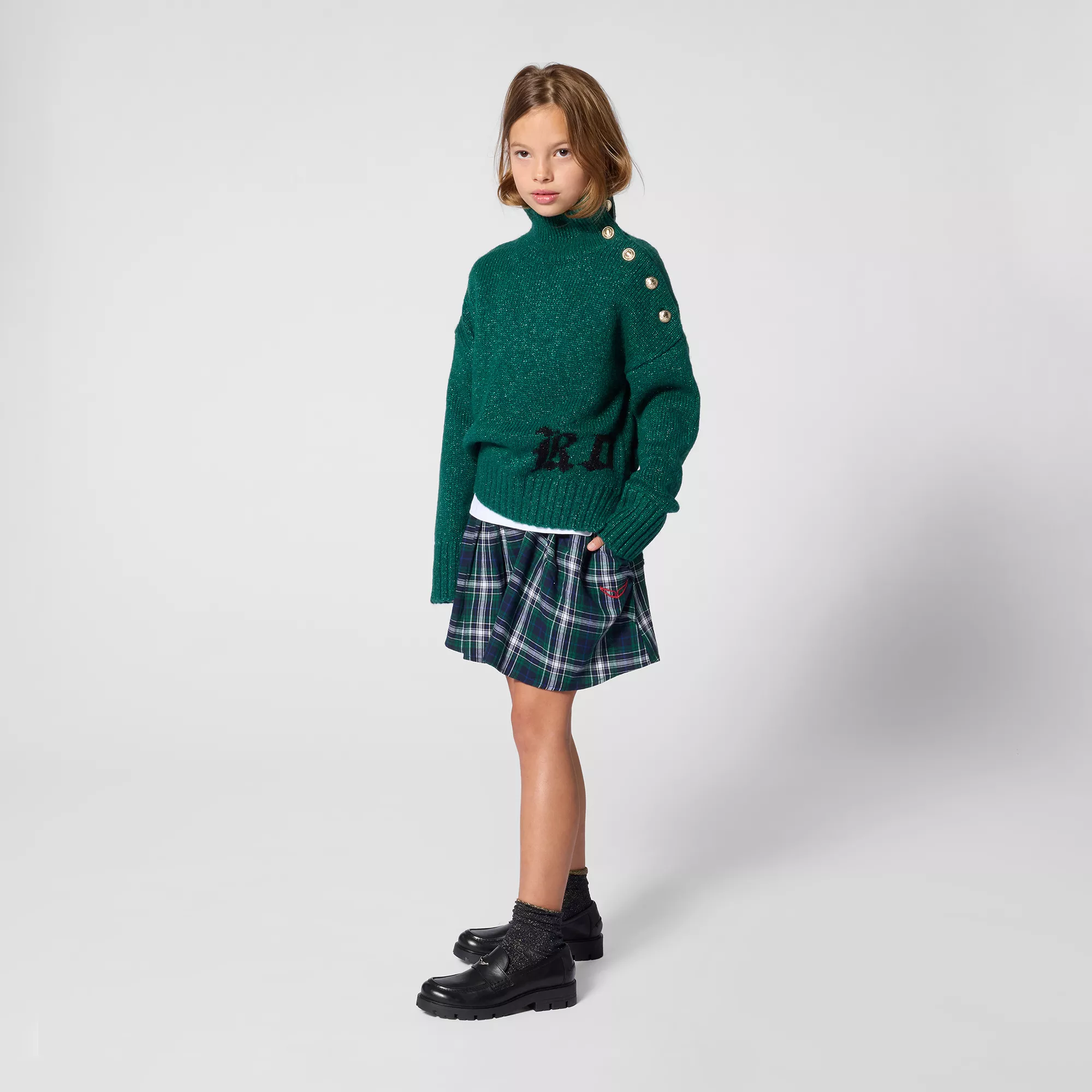 Pull col roulé boutons ROCK (10/12ANS). Zadig&Voltaire